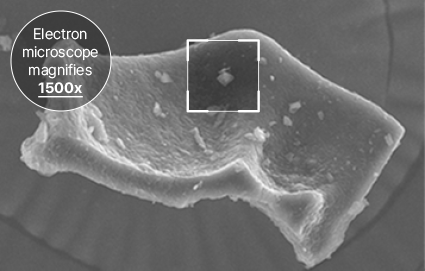 Electron microscope magnifies 1500x